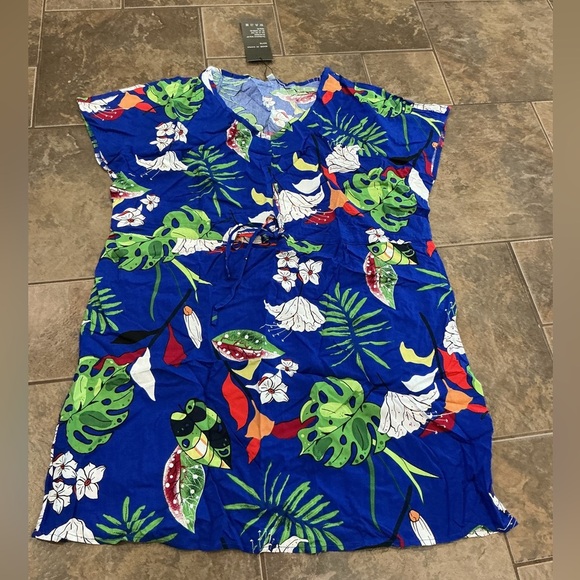 💥3/$30💥 Tropical Blue Floral Dress - Picture 1 of 3
